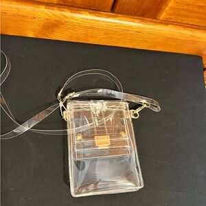 Clear Crossbody Bag with Gold Accents
